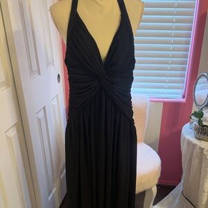 London Times Black Backless Halter Dress